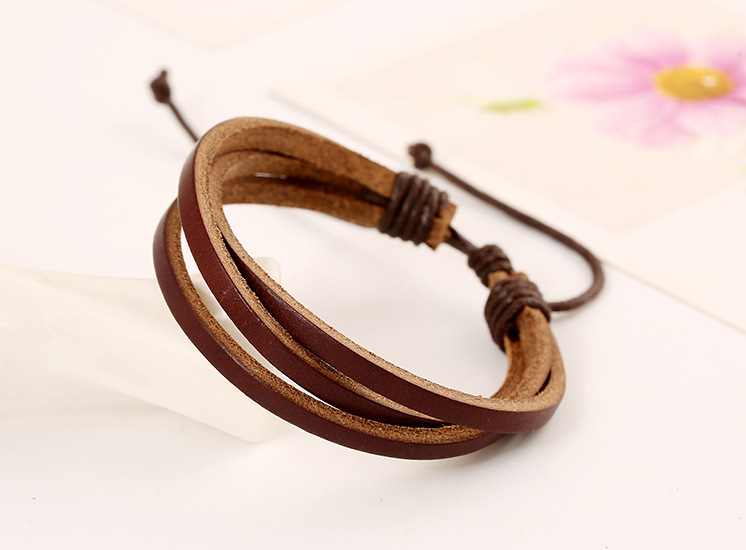 Multi-layer hand-woven first layer leather bracelet