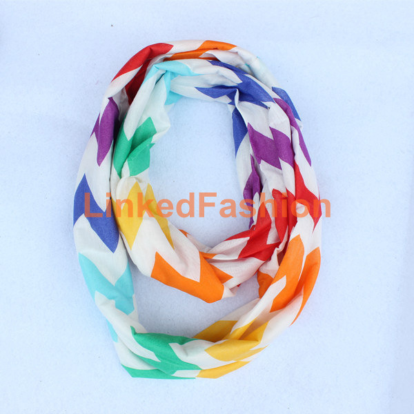 彩色波浪纹无限围巾围脖 外贸原单围巾 infinity scarf