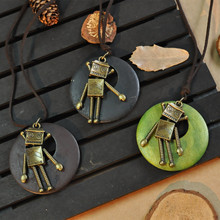 复古文艺挂链 简约韩国绒活动机器人项链 毛衣链 棉麻配饰 批发