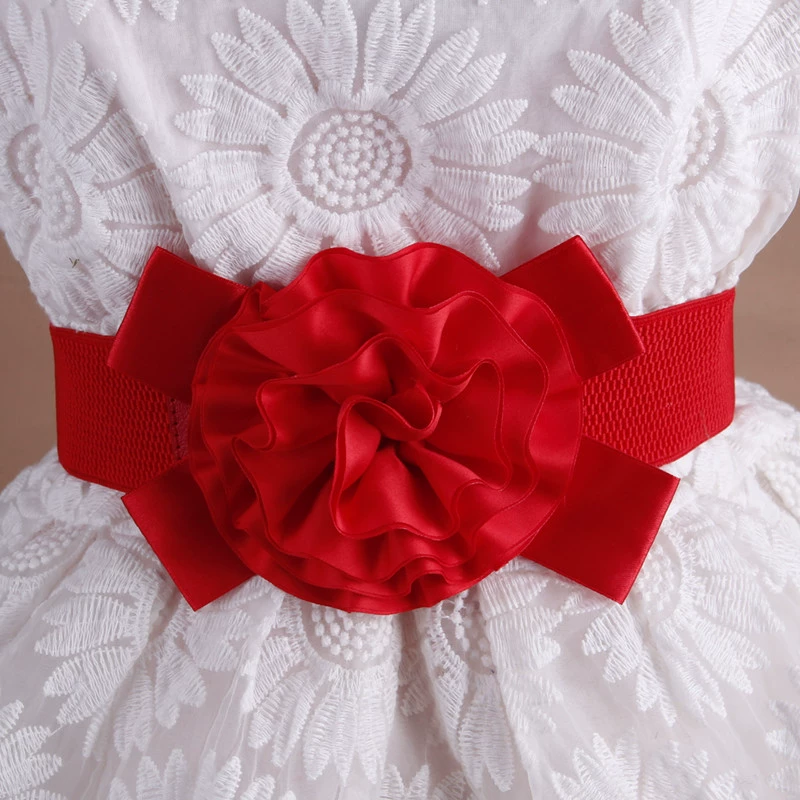 Universal black red fashionable waist belt, elastic waist, Korean style, flowered, wholesale