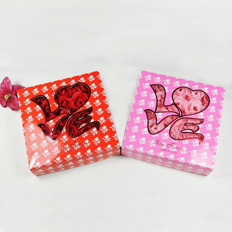 Christmas Gift 25 Gold stamping LOVE Rose soap flower wholesale Wedding supplies Soap Flower Gift box