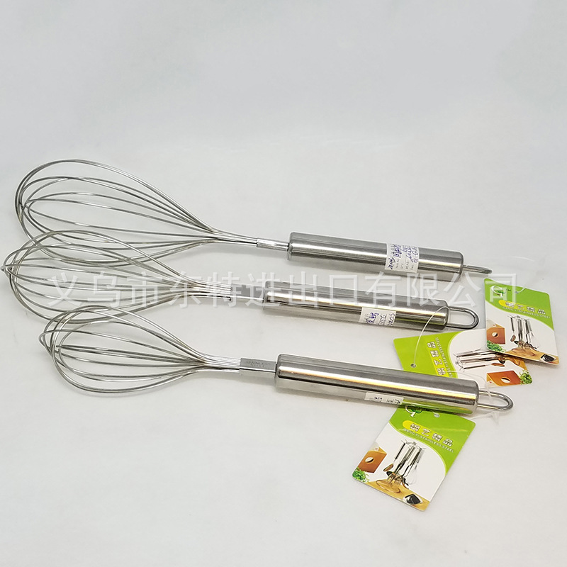 Factory direct sales of stainless steel egg beaters, steel-handled household baking supplies, manual egg beaters detail image 5