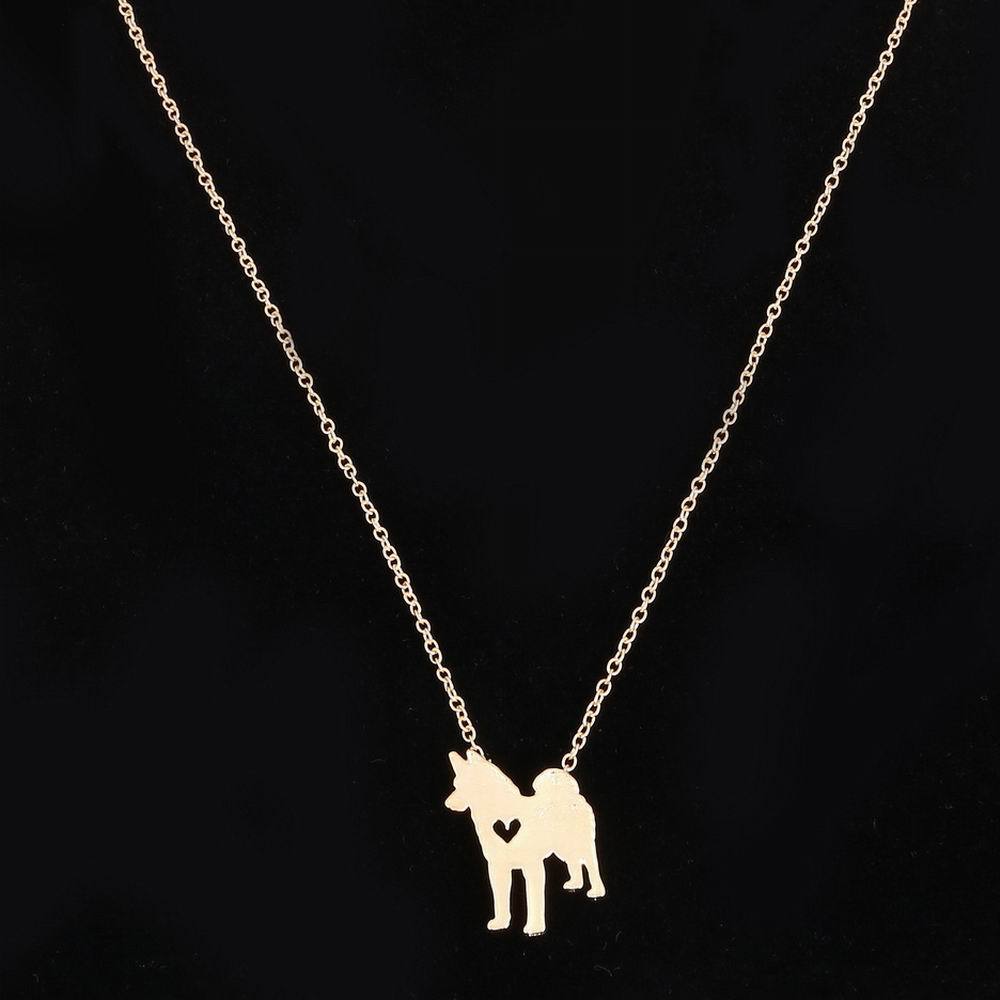 패션 여성 사모예드 개 사랑 펜던트 목걸이 대외 무역 보석 동물 개 광택 하트 모양의 목걸이