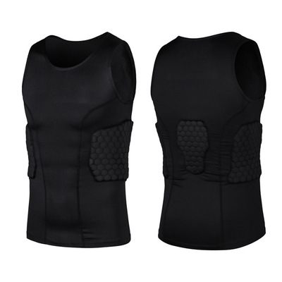 black Elastic force Leica Fabric Protective clothing Honeycomb Anti collision Tights vest Athletic Wear Body wholesale