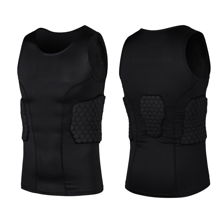 black Elastic force Leica Fabric Protective clothing Honeycomb Anti collision Tights vest Athletic Wear Body wholesale