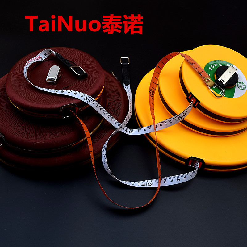 厂家 胶木壳 纤维布卷尺 皮卷尺 盒尺 30米到100钢架尺