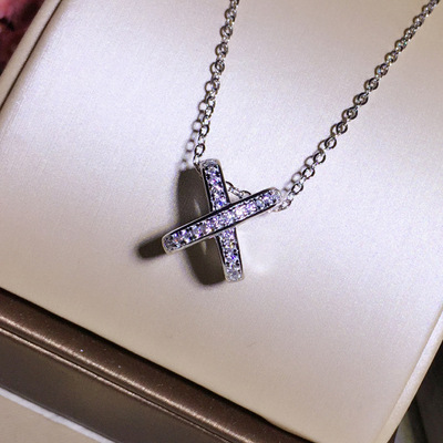 纯银饰品_实拍s925尚美交叉项链原版欧美大牌