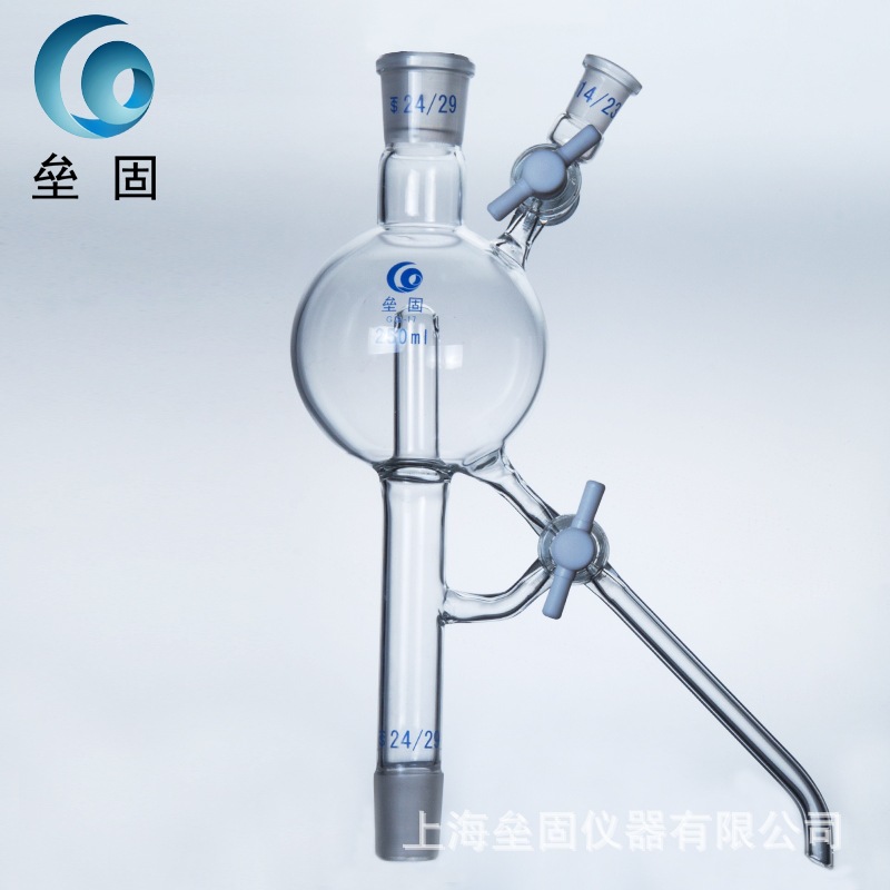 250ml/24.24.14溶剂蒸馏头双四氟活塞 玻璃蒸馏头