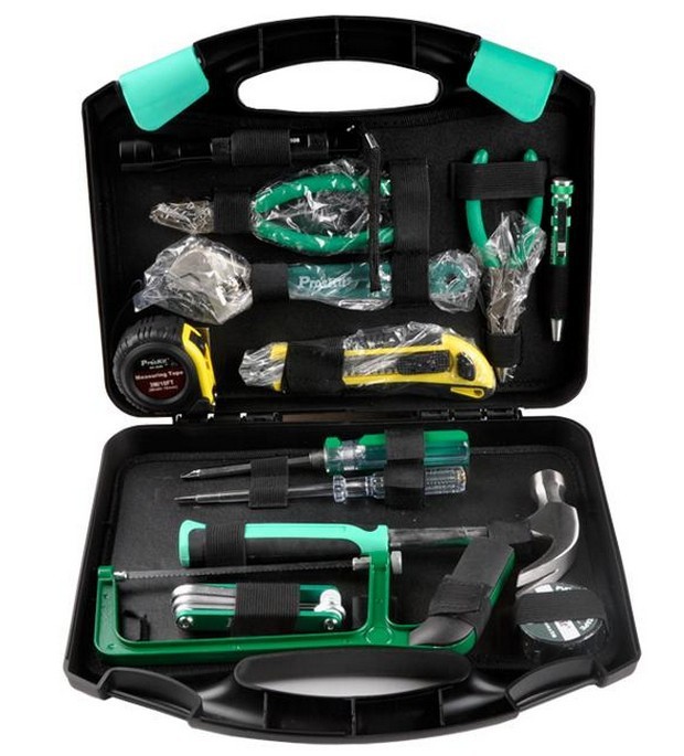 台湾宝工PK-2015家用基本维修组套 家庭物业日常维修五金工具套装