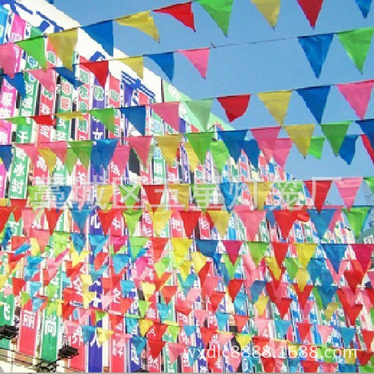 wholesale Coloured flag marry The opening activity celebration Colored String flag construction site construction Pennant Customized Small flag