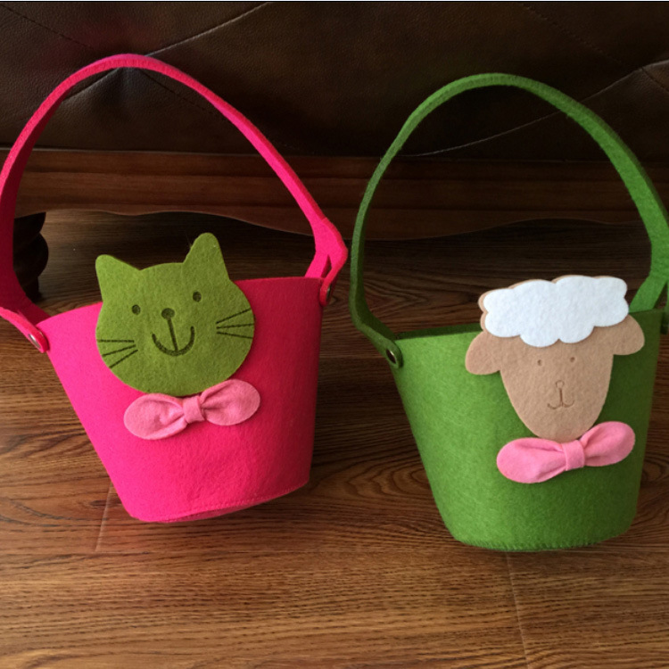 定 制批发毛毡收纳袋桌面置物袋 卡通收纳篮子可按需定 制毛毡袋