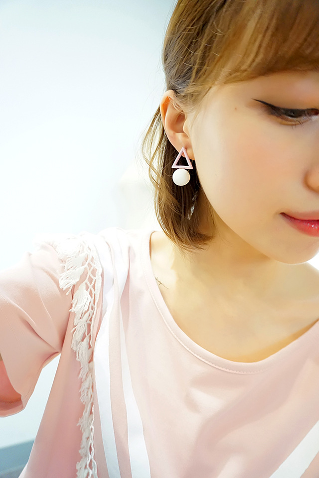 Hollow Triangle Round Asymmetric Ice Cream Color Temperament Simple Earrings Female display picture 15