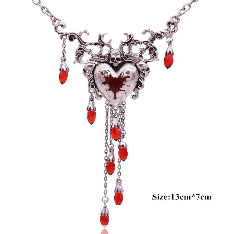 Enamel, Inlay Design Retro Heart Shape Zinc Alloy Enamel Inlay Artificial Crystal Rhinestones Women's Earrings Necklace Jewelry Set