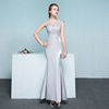 Fish tail evening dress dress new autumn winter banquet temperament elegant host long dinner woman slim and thin