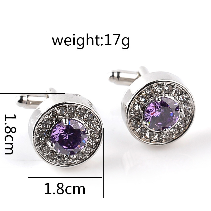 Holiday, Daily Occasion 1 Pair Simple Style Shiny Round Rhinestone Inlay Rhinestones Men's Cufflinks