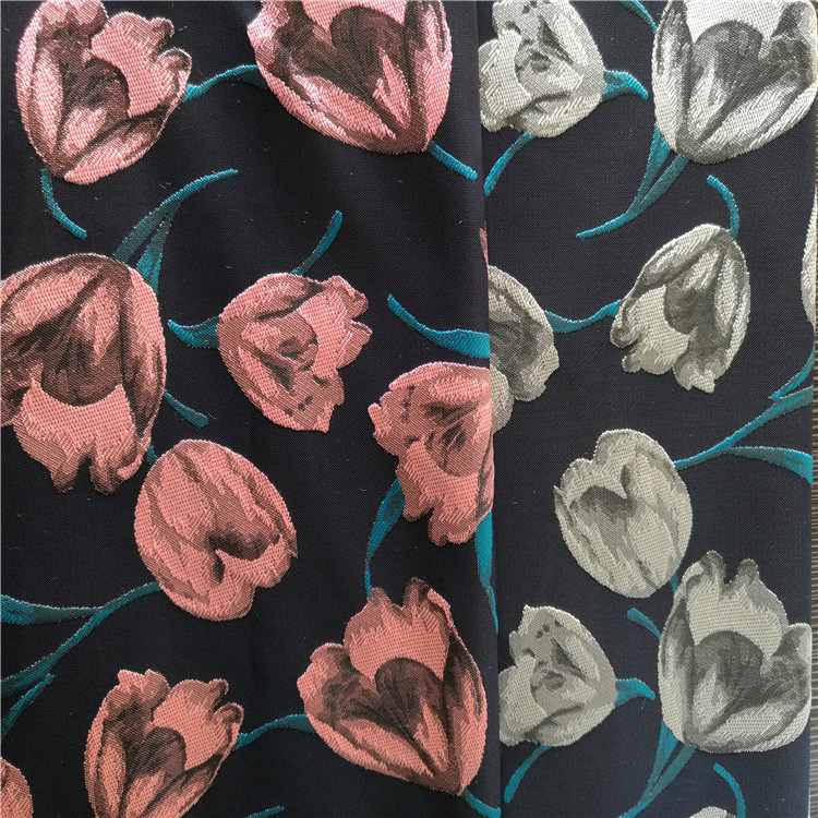 有光郁金香图案色织提花面料适用于服装装饰沙发布鞋子布