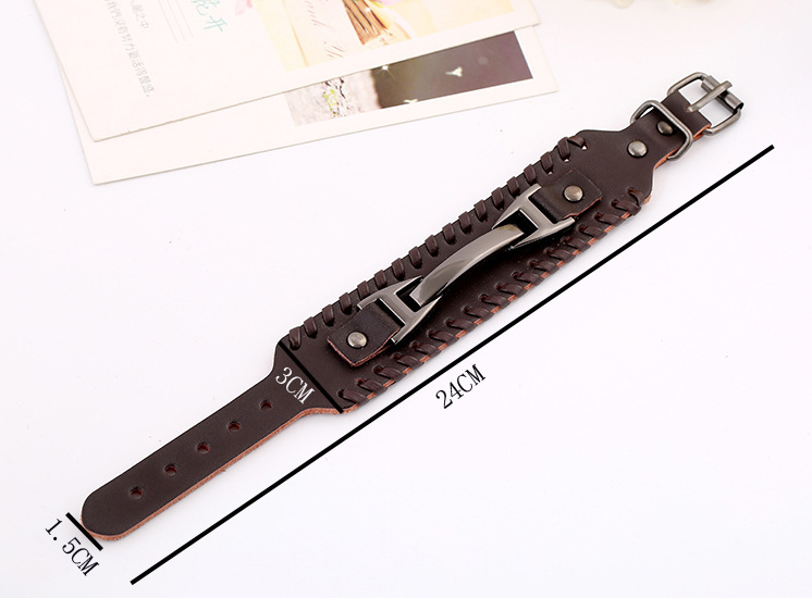 Retro Geometric Pu Leather Braid Men's Bracelets display picture 3