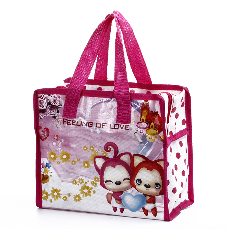 小尺寸彩色覆膜卡通无纺布手提袋