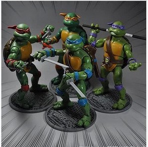 4款忍者神龟带底座 TMNT2012版可动人偶玩偶 模型手办 玩具