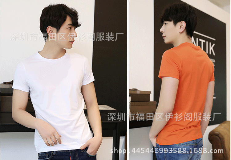 光版純色珠地棉男式短袖T恤 (12)