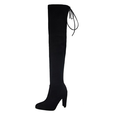 619-2 The European and American fashion contracted wind knight boots thick with high with round head thin knee-high boot