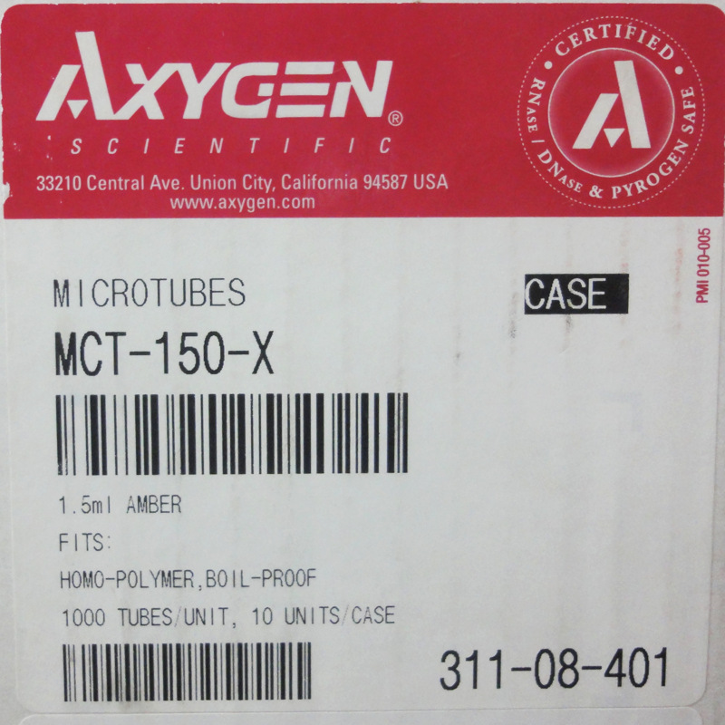 爱思进离心管Axygen 1.5ml棕色离心管 MCT-150-X 500/包，10包/箱