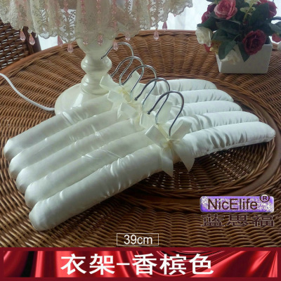 布艺衣架绸缎包布衣架衣撑镀铬钩海绵衣挂酒店婚纱包布衣柜衣架|ru