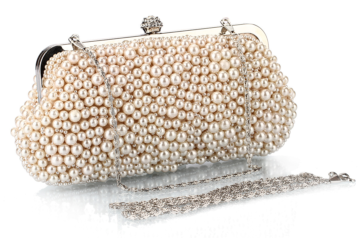 Fashion Pearl Bag Polyester Beaded Bags Crossbody Small Square Bag With Diamond Dinner Bag display picture 5