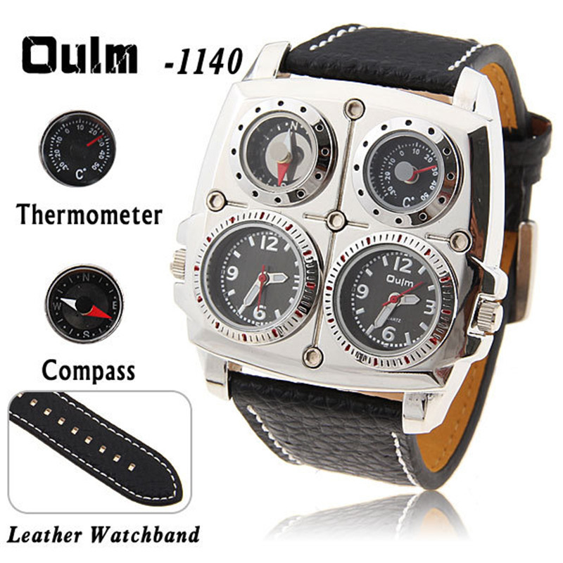 Luxury Oulm Men's Brand Watches Male Big Dial Leather Clock