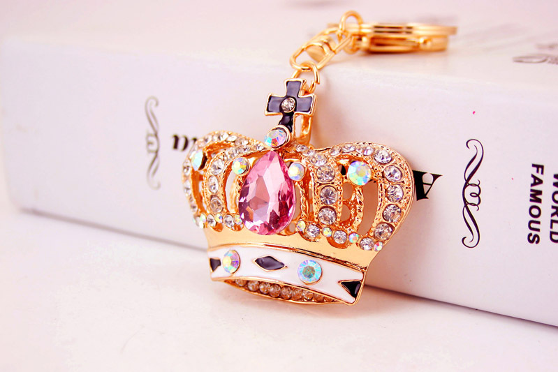 Korean Diamond Gemstone Crown Women's Car Metal  Key Chain display picture 14