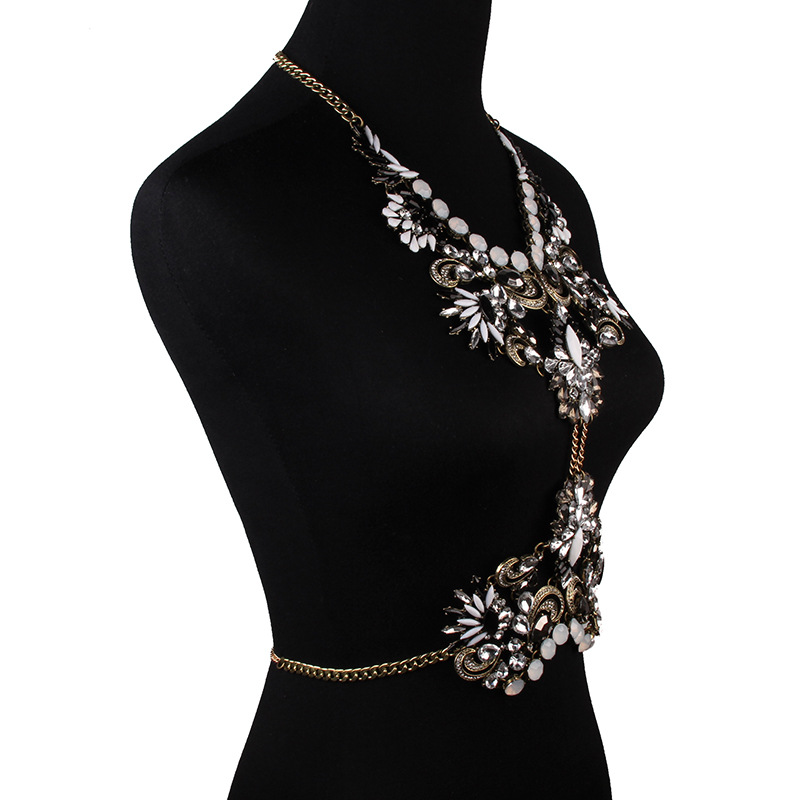 2017 Women Harness Crystal Body Chain Pendant Necklace Belly Waist Chain Jewelry