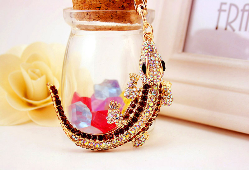 39g Weight Alloy, Metal Material Unisex Gender Korean Creative Cute Diamond Lizard Keychain 3