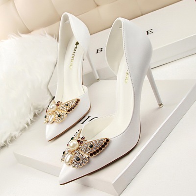 3168-5 han edition show thin thin and sexy high-heeled shallow pointed mouth side hollow out