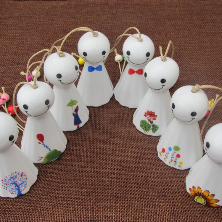 可爱晴天娃娃陶瓷风铃挂件日式生日礼物景德镇陶瓷小饰品批发特价|ru