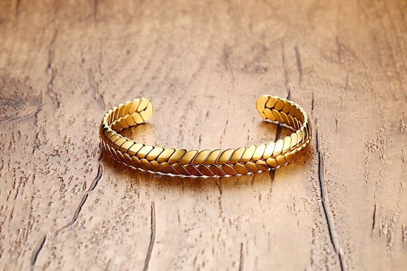19g Weight Vacuum Plating Gold Plating Process Bangle Classification Daily Occasion 304 Stainless Steel Material Grain Pattern Women'S Gender Plating Design Simple Style Style Simple Style Grain 304 Stainless Steel Stainless Steel Bracelets In Bulk 4