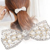 Beads from pearl, hair stick with bow, hair accessory
