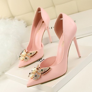 3168-5 han edition show thin thin and sexy high-heeled shallow pointed mouth side hollow out