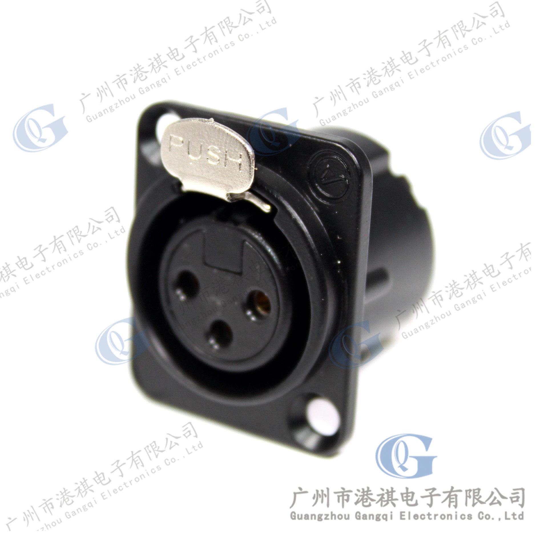 黑色镀金三芯卡农母座3芯信号XLR平衡卡侬NEUTRIK同款NC3FD-LX