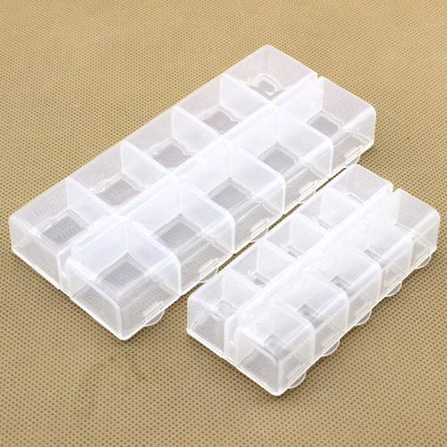 Independently opened 10-grid plastic packaging box, jewelry storage box, electronic component parts storage box, rhinestone box