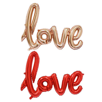 厂家直销 新款表白利器情人节主题英文LOVE连体铝膜气球批发|ms