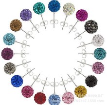 10mm淘宝热卖ab泥水晶香巴拉耳钉国产3A水钻韩版饰品天猫钻球