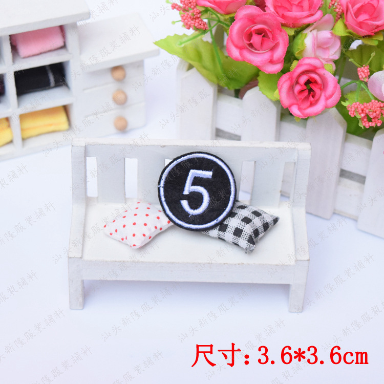 圆形数字5服装辅料布贴绣花章衣贴补丁贴衣服装饰贴花XLBT1081