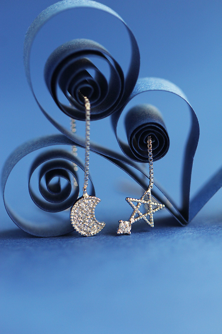 Pendientes de plata esterlina s925 estilo coreano moda estrella Luna pendientes de diamantes pendientes de moda para mujer amarillo Fobo