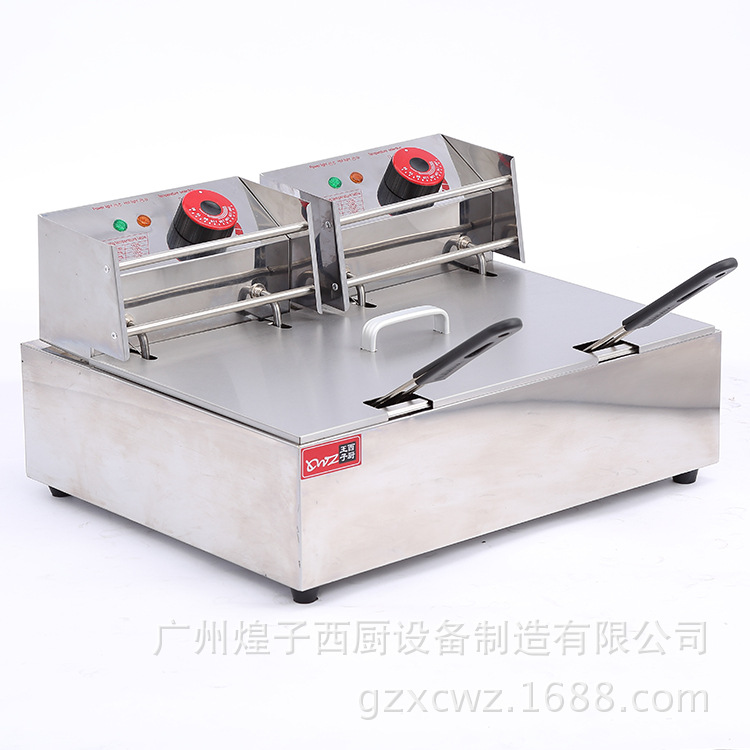 台式双缸电热油炸机商用电炸炉炸薯条机大容量油炸锅汉堡店设备