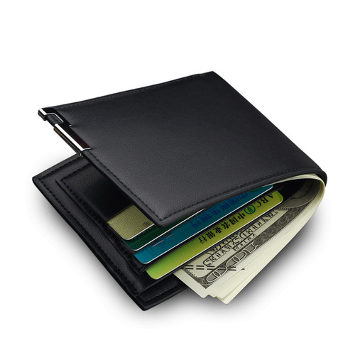 Cross-border hot selling new men's short wallet iron edge Korean version young men's horizontal wallet trendy card holder wholesale