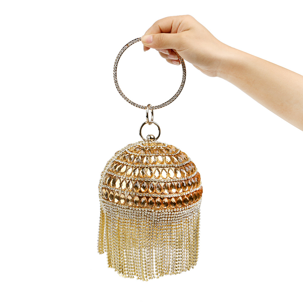 Hot Fringed Dinner Bag Women Fashion Ball Handbag Banquet Evening Bag display picture 21