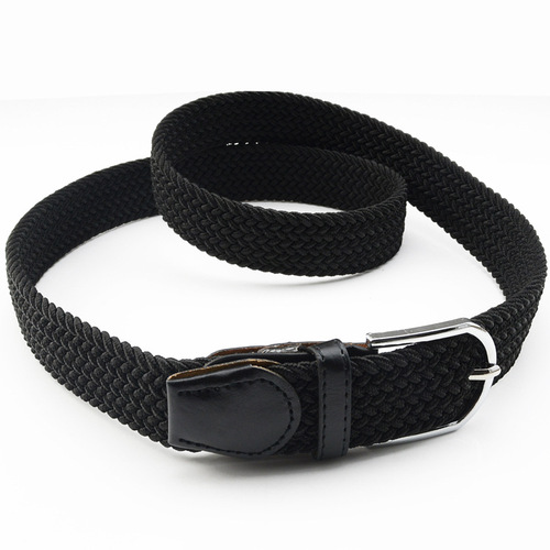 Canvas woven belt, non-hole elastic braided elastic belt, pin buckle, casual Korean style pants, wide width, suitable for men and women