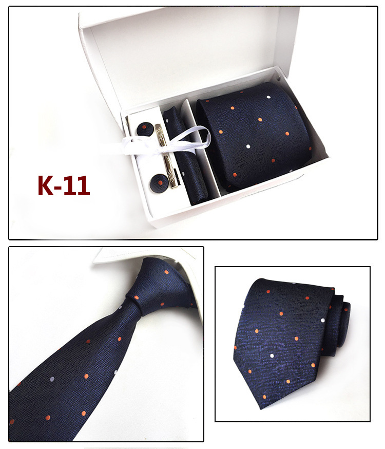 Men's Tie Gift Box 6-piece Tie Set Pocket Square Neckline Clip Wholesale display picture 1