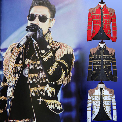 men's jazz dance suit blazers Bigbang co show costume night singer bar show tassel Sequin men ABC stage suit