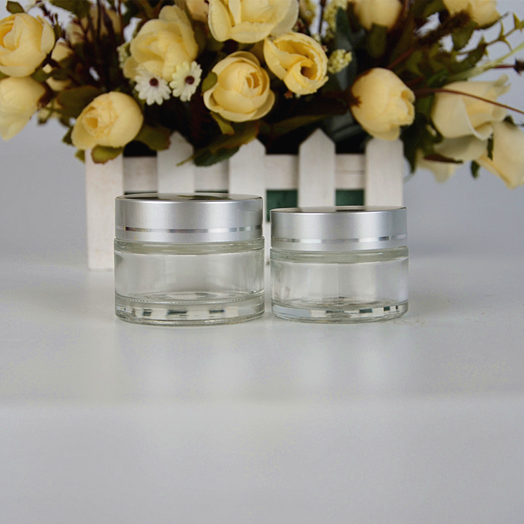 厂家批发霜膏瓶 20g玻璃化妆瓶白色透明玻璃瓶乳液粉底瓶印刷logo